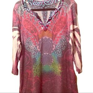Trippy Boho Long Sleeve Tunic Large